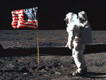 флаг США на Луне, Эдвин Олдрин, 1969, фото NASA AS11-40-5875